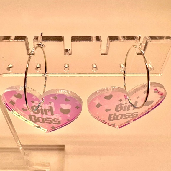 Girl Boss Earrings - Boss Babe Earrings- Girl Power Earrings- Female Power - Picture 2 of 10